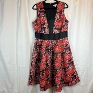 Eva Mendes floral Baroque sleeveless A line midi dress
